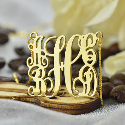 Gold Plated Family Monogram Necklace With 5 Initials - Handcrafted & Custom-Made