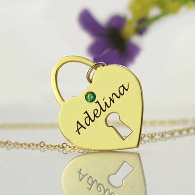 I Love You Heart Lock Keepsake Necklace With Name 18ct Gold Plated - Handcrafted & Custom-Made