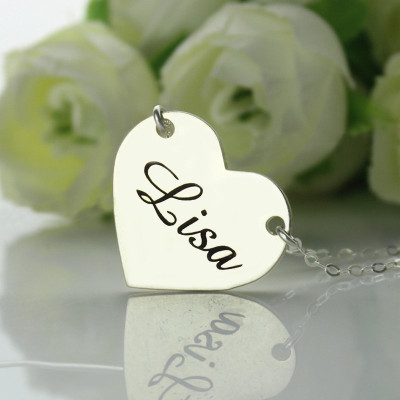 Stamped Name Heart Love Necklaces Sterling Silver - Handcrafted & Custom-Made