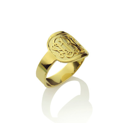 Engraved Designs Monogram Ring 18ct Gold Plated - Handcrafted & Custom-Made