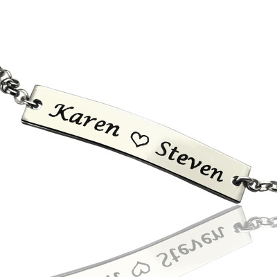 Engraved Name Bar Bracelet For Her Sterling Silver - Handcrafted & Custom-Made