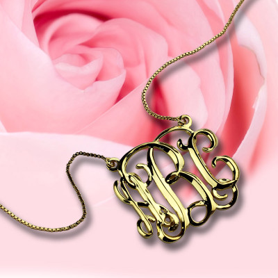 Custom Cube Monogram Initials Necklace 18ct Gold Plated - Handcrafted & Custom-Made