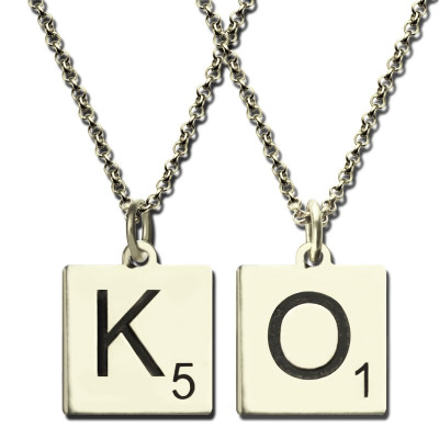 Scrabble Initial Letter Necklace Sterling Silver - Handcrafted & Custom-Made