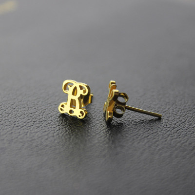 Single Monogram Stud Earrings 18ct Gold Plated - Handcrafted & Custom-Made