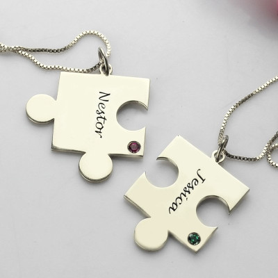 Engraved Puzzle Necklace for Couples Love Necklaces Silver - Handcrafted & Custom-Made