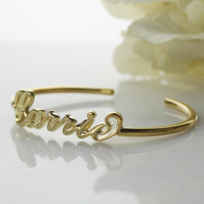 Personalised 18ct Gold Plated Name Bangle Bracelet - Handcrafted & Custom-Made