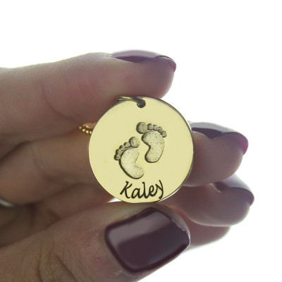 Personalised Baby Footprints Name Necklace 18ct Gold Plated - Handcrafted & Custom-Made
