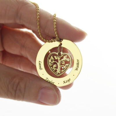 Circle Family Tree Pendant Necklace In 18ct Gold Plated - Handcrafted & Custom-Made