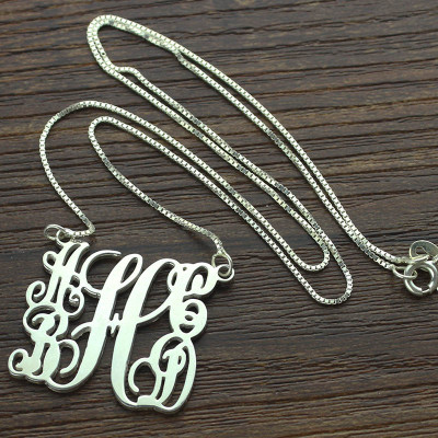 Customised 5 Initials Family Monogram Necklace Silver - Handcrafted & Custom-Made