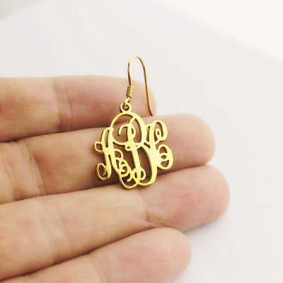 Script Monogram Initial Earrings 18ct Gold Plated - Handcrafted & Custom-Made