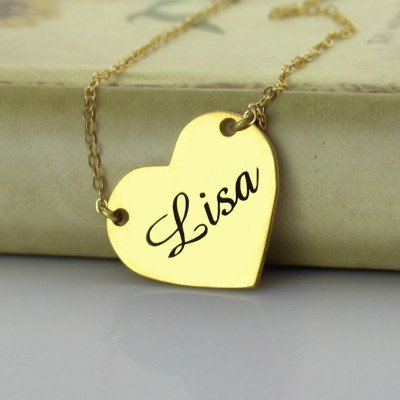 Stamped Heart Love Necklaces with Name 18ct Gold Plated - Handcrafted & Custom-Made