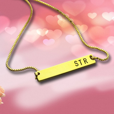Personalised Initial Bar Necklace 18ct Gold Plated - Handcrafted & Custom-Made