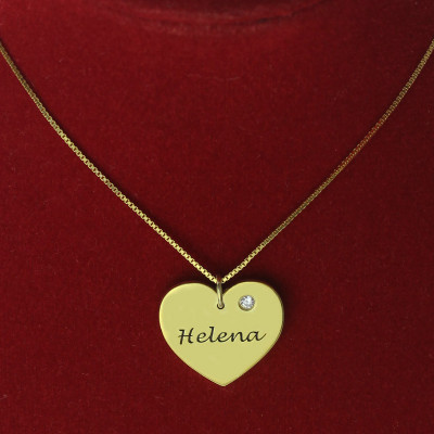 Simple Heart Necklace with Name  Birhtstone 18ct Gold Plated  - Handcrafted & Custom-Made