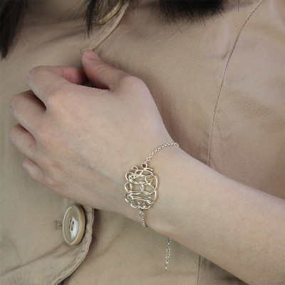 Celebrity Monogram Initial Bracelet Sterling Silver - Handcrafted & Custom-Made