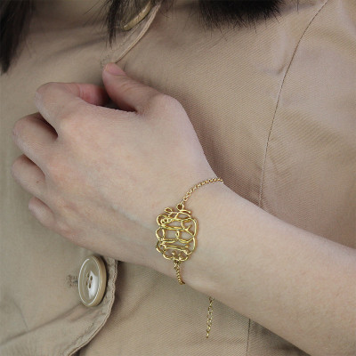18ct Gold Plated Celebrity Monogram Bracelet - Handcrafted & Custom-Made