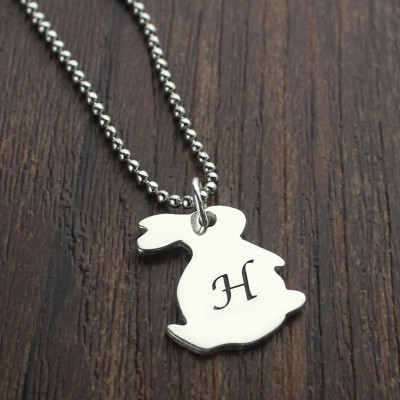 Personalised Rabbit Initial Charm Pendant Sterling Silver - Handcrafted & Custom-Made