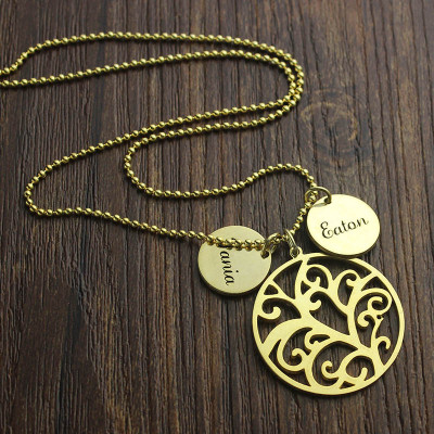 Family Tree Necklace With Name Charm For Mom - Handcrafted & Custom-Made
