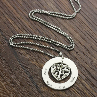 Personalised Heart Family Tree Necklace Sterling Silver - Handcrafted & Custom-Made