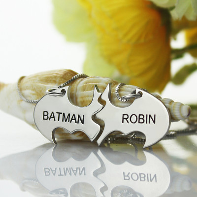 Batman Best Friend Name Necklace Sterling Silver - Handcrafted & Custom-Made