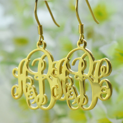 Script Monogram Initial Earrings 18ct Gold Plated - Handcrafted & Custom-Made
