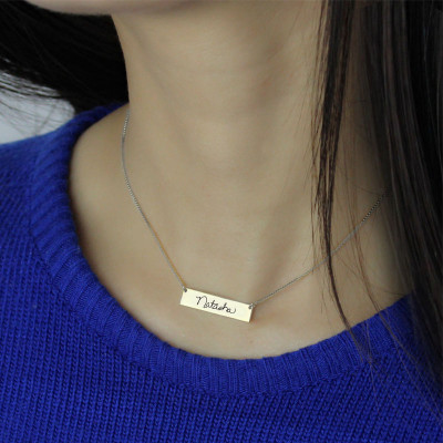 Custom Necklace With Your Signature Bar Silver - Handcrafted & Custom-Made