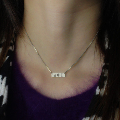Custom Alpha Gamma Delta Greek Letter Sorority Bar Necklace - Handcrafted & Custom-Made