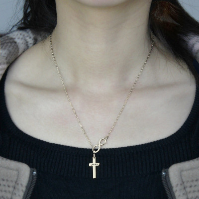 Infinity Cross Name Necklace Sterling Silver - Handcrafted & Custom-Made