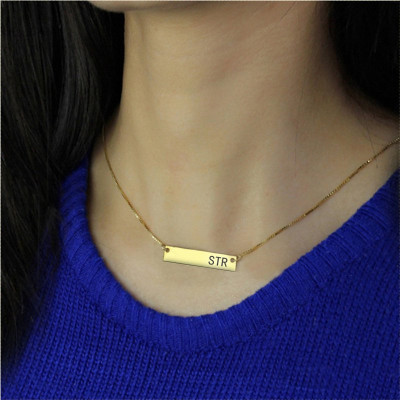 Personalised Initial Bar Necklace 18ct Gold Plated - Handcrafted & Custom-Made