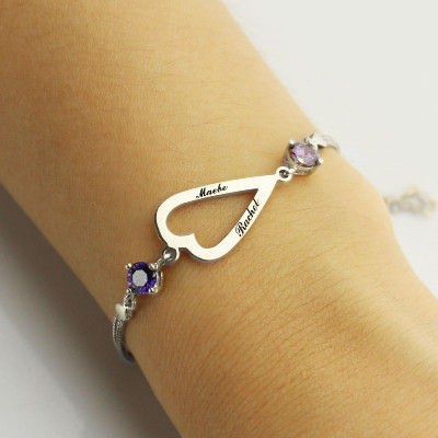 Love Jewellery Set- Open Heart Name Necklace  Bracelet - Handcrafted & Custom-Made