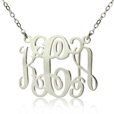 Alexis Bellino Style Monogram Necklace Solid White Gold 18ct - Handcrafted & Custom-Made