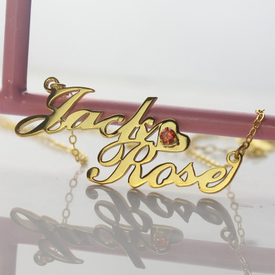 Gold Double Nameplate Necklace Carrie Style - Handcrafted & Custom-Made
