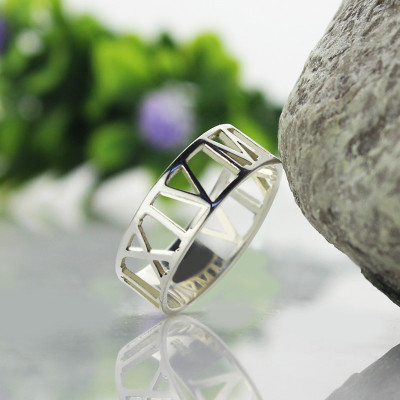 Custom Sterling Silver Roman Numerals Ring - Handcrafted & Custom-Made