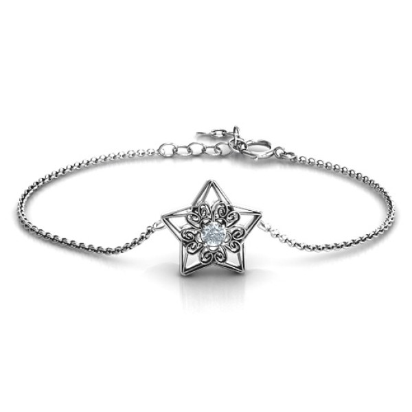 Personalised 3D Star Bracelet with Filigree Detailing - Handcrafted & Custom-Made