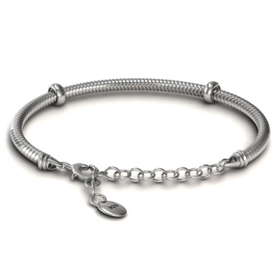 Personalised Silver Snake Bracelet with 1.5  Extender - Handcrafted & Custom-Made