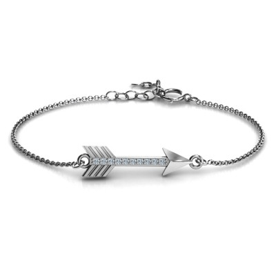 Personalised Arrow Bracelet with Accent Stones  - Handcrafted & Custom-Made