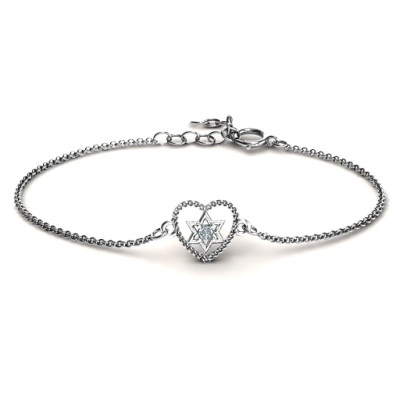 Personalised Chained Heart with Star of David Bracelet - Handcrafted & Custom-Made