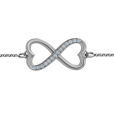 Personalised Double Heart Infinity Bracelet with Accents - Handcrafted & Custom-Made