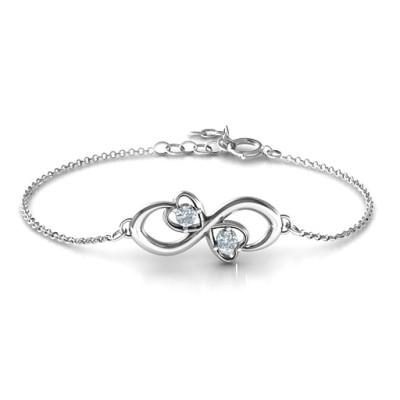 Personalised Duo of Hearts and Stones Infinity Bracelet  - Handcrafted & Custom-Made