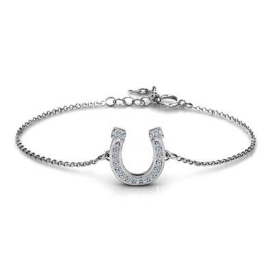Horseshoe Bracelet with Two Stones and Accents  - Handcrafted & Custom-Made
