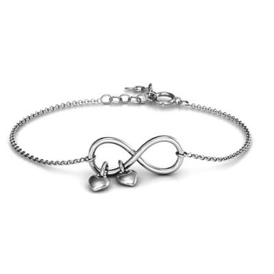 Infinity Promise Bracelet with Two Heart Charms - Handcrafted & Custom-Made