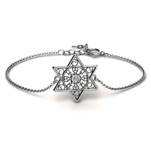 Personalised Star of David with Filigree Bracelet - Handcrafted & Custom-Made