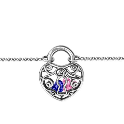 Personalised Sterling Silver True Love's Lock Caged Bracelet - Handcrafted & Custom-Made