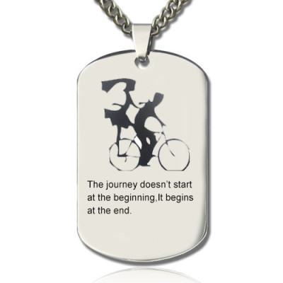 Couple Bicycle Dog Tag Name Necklace - Handcrafted & Custom-Made