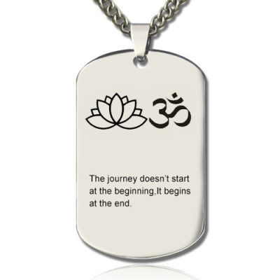 Yoga Theme,Lotus Flower Name Dog Tag Necklace - Handcrafted & Custom-Made