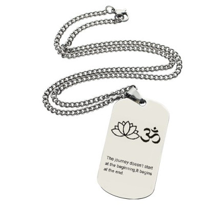 Yoga Theme,Lotus Flower Name Dog Tag Necklace - Handcrafted & Custom-Made
