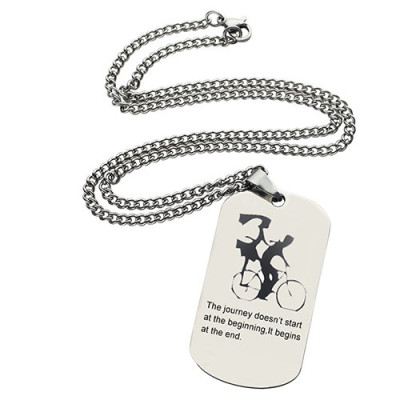 Couple Bicycle Dog Tag Name Necklace - Handcrafted & Custom-Made