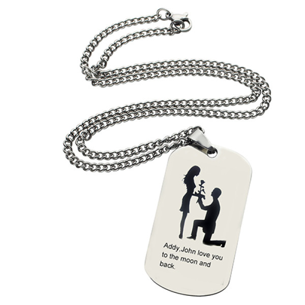 Marriage Proposal Dog Tag Name Necklace - Handcrafted & Custom-Made