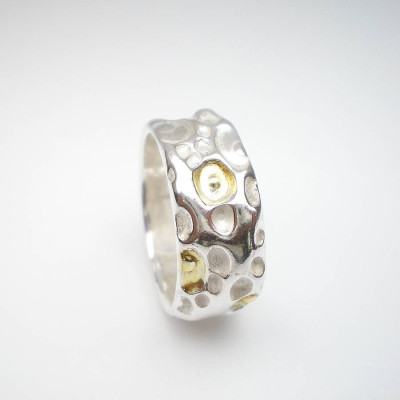 Coral Silver And Gold Ring - Handcrafted & Custom-Made
