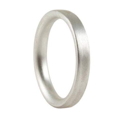 3mm Brushed Matte Flat Court Silver Wedding Ring - Handcrafted & Custom-Made