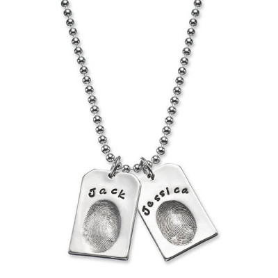 Personalised Fingerprint Silver Dog Tags - Handcrafted & Custom-Made